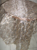 Csodaszép vintage stílusú arany rojtos organza függöny párban