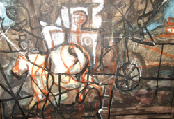 TAVASZI ÁRESÉS !  AUKCIÓS GARANTÁLTAN EREDETI CSODÁS MAROSÁN GYULA  / 1915-2003 / KÉP: CIRKUSZ II.