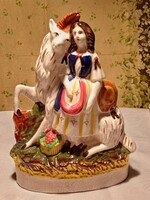 ANTIK STAFFORDSHIRE KERÁMIA NŐ KECSKÉVEL