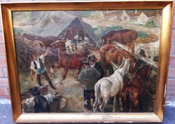 Udvary Pál (1900-1987) Lóvásárban