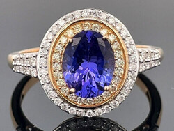 2.40 ct Tanzanit 0.55ct Brillekkel arany gyűrű.ÚJ. Tanúsítvánnyal