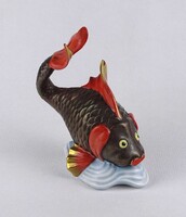 1U229 Régi nagyméretű Herendi porcelán kínai koi ponty 14 cm