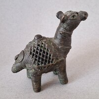 Bronz teve szobor, figura, 7,5 cm