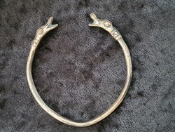 Retró antik sterling ezüst 925 sárkányfej mandzsetta karkötő 29g Inke László és Márta hagyatékából