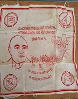 Május 1! Ritka  Rákosi Mátyás Zászló/Zsebkendő