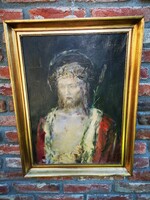 Náray Aurél (1883-1948) - Jézus töviskoronával - Kitűnő Karácsonyi ajándék!