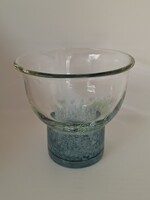 Karcagi ritka színű és formájú fátyolüveg váza - 15,2 cm