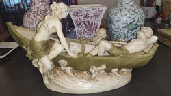 Antik Royal Dux hajós, sellőkkel