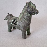 Bronz ló szobor, figura, 9 cm