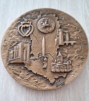 Francia jelzett bronz emlék plakett A Deux-Sèvres-i Főtanács kitüntetése  1970   7 cm