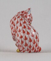 1U167 Kisméretű pikkely mintás Herendi porcelán cica 4 cm