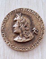 Madarassy Walter (1909-1994) 1928. "Hunyadi Mátyás M. Kir. Reáliskolai Nev. Kőszeg " bronz emlékérem