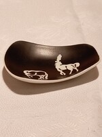 JAPÁN PORCELÁN TÁLKA -FEKETE FEHÉR LOVAK
