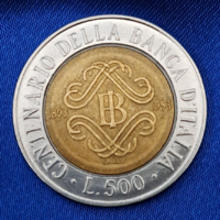 Olaszország emlék 500 Líra  bimetál (bm)