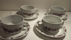 Alföldi porcelán barna magyaros mintás leveses csésze alátéttel