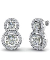 925 ezüst Moissanite gyémánt fülbevaló.