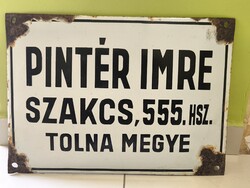 Régi domború Zománctábla 35cm x 25cm