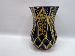 Antik üveg vázácska, kézzel festett, 8 cm-es. 7292