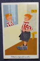D206271  Humor - Először a bajnoki mezben   rajz Réber   1957 képeslap