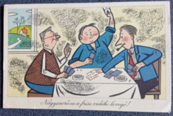 D206269  Humor - Nagyszerű ez a friss vidéki levegő  rajz Kasso  1956 képeslap