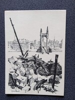 D206276 Budapest -Buda az ostrom után - A felrobbantott Erzsébethíd - képeslap 1945 - Pfannl Egon