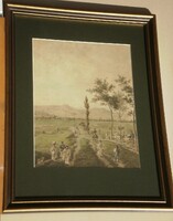 Hofbauer János (1803-1846): Pest-Buda látképe a Rákos mezejéről 1827-ből