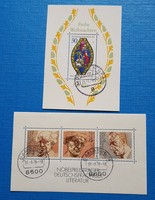 2 NSzK blokk bélyegzett  , Karácsony , Irodalmi nobeldíjasok