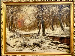 NEOGRADY LÁSZLÓ TÈLI EDÖBELSÖ NAPLEMENTÈVEL 60x80cm