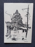 D206279 Budapest -Buda az ostrom után - A kiégett vár-kupola - képeslap 1945 - Pfannl Egon