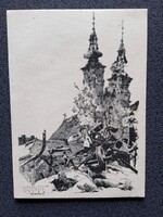 D206287 Budapest -Buda az ostrom után - A Szent Anna templom - képeslap 1945 - Pfannl Egon