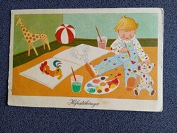 D206273  Humor - Kifestőkönyv   rajz Réber   1956 képeslap  Teddy Bear -  Maci