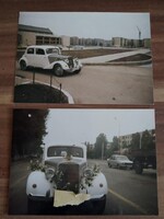2 db régi fotó, veterán autó, Mercedes- Benz 170V típusú, esküvőre feldíszítve,a fotó kb 1987-es évi