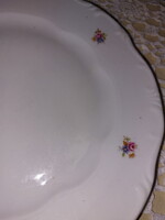 Zsolnay porcelán mély és lapos tányér, barokkos sima széllel