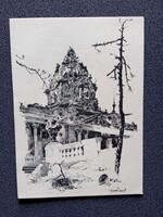 D206285 Budapest -Buda az ostrom után - A kiégett vár-kupola - képeslap 1945 - Pfannl Egon