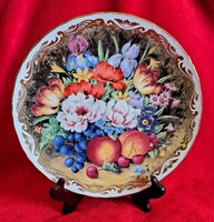Gyümölcs csendéletes porcelán tányér, Royal Worcester dísztányér 2 (M5542)