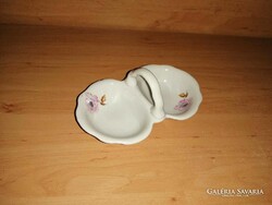Antik Zsolnay porcelán sótartó, borstartó virágokkal - hossza 13 cm (22/K)