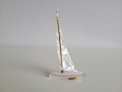 Retro régi Balatoni Emlék műanyag plexi vitorlás vitorláshajó mid century emléktárgy dísz hajó