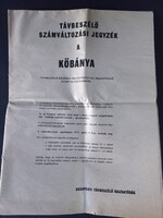 Távbeszélő számváltozási jegyzék Kőbánya 1978