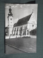 Képeslap,Szombathely,Ferences templom látkép,részlet, 1958-