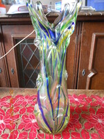 Fújtüveg, Bohemia művészi üveg váza, 38 cm