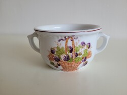 Régi antik kosár szeder mintás komatál régi népi virágos szedres kőporcelán tál