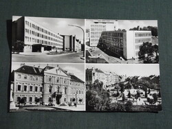 Képeslap,Szombathely,mozaik,SZTK,tanácsháza,Köztársaság tér,iskola látkép,részlet, 1968-