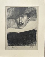 Rónay Kázmér (1883-1971): Önarckép bajusszal