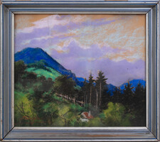 Sztelek Norbert (1884-1956): Tájkép, pasztell