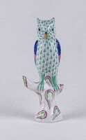 1U232 Kisméretű pikkely mintás Herendi porcelán bagoly 13 cm