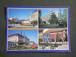 Képeslap,Szombathely,mozaik,Köztársaság tér,Claudius Hotel,Püspöki palota látkép,részlet, 1988-