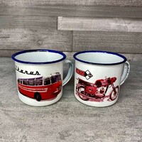 Retro fém zománcos bögre szett Ikarus, IFA MZ mintáv﻿﻿﻿al