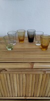 6 db régi vizes/boros színes hántolt poharak