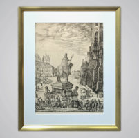 Szabó Vladimir (1905-1991): I. István szobra Budán (aláírt rézkarc) Mátyás-templom