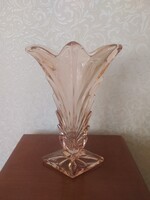 Art deco stílusú lazac színű üveg váza hibátlan, 24 cm